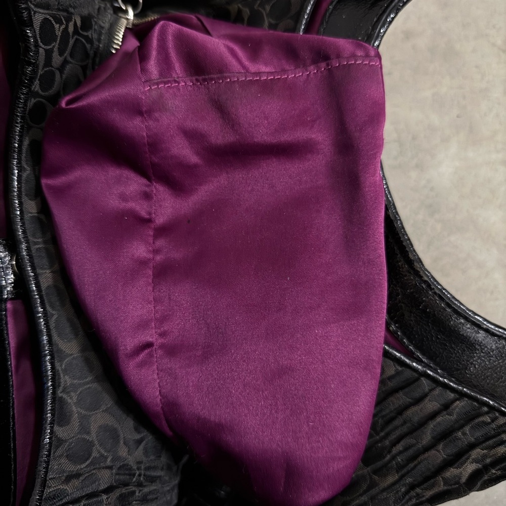 COACH Madison Maggie 18886 Black Signature Pleated Hobo Shoulder Bag - Picture 9 of 15